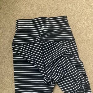 - Lululemon Black and White Striped Leggings Size 2